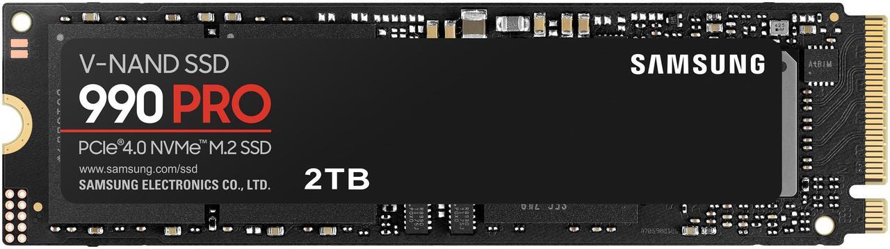 Main image of SAMSUNG 990 PRO 2TB SSD, PCIe Gen4 M.2 2280, Seq. Read Speeds Up-to 7,450MB/s for High End Computing, Gaming, and Heavy Duty Workstations (MZ-V9P2T0B/AM) Non-Heatsink