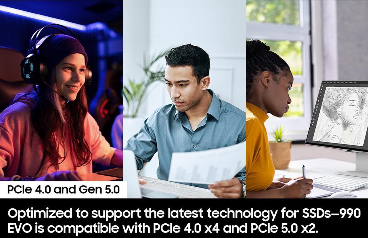 Alt view image 7 of 9 - SAMSUNG 990 EVO SSD 1TB, PCIe Gen 4x4 |  Gen 5x2 M.2 2280, Speeds Up-to 5,000MB/s,  Upgrade Storage for PC/Laptops, HMB  Technology and Intelligent Turbowrite (MZ-V9E1T0B/AM)