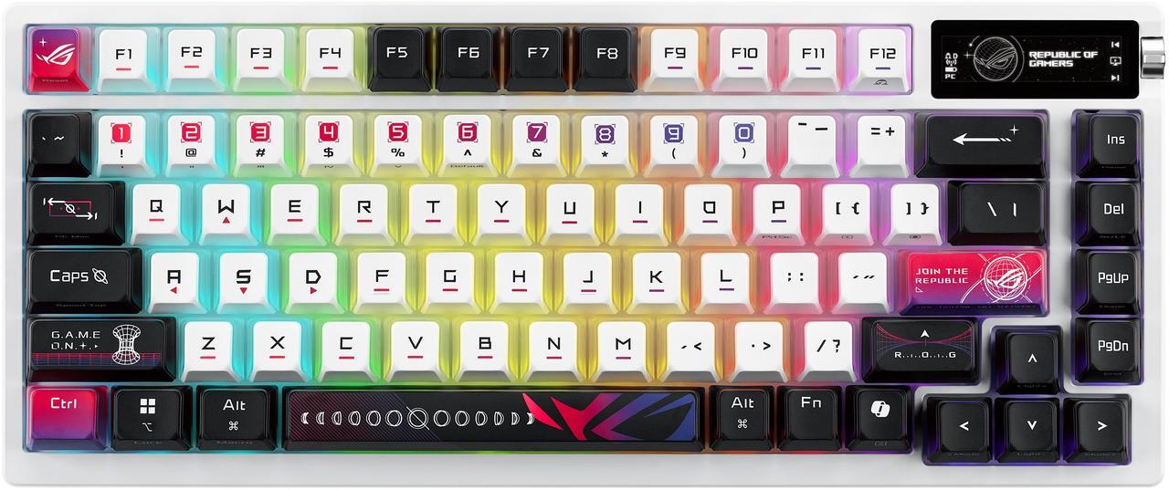 Main image of ROG Azoth X 75% custom gaming keyboard - hot-swappable ROG NX V2 Mechanical Switches, dye-sublimated semi-translucent keycaps, OLED display, three-way control knob - Hatsune Miku Edition
