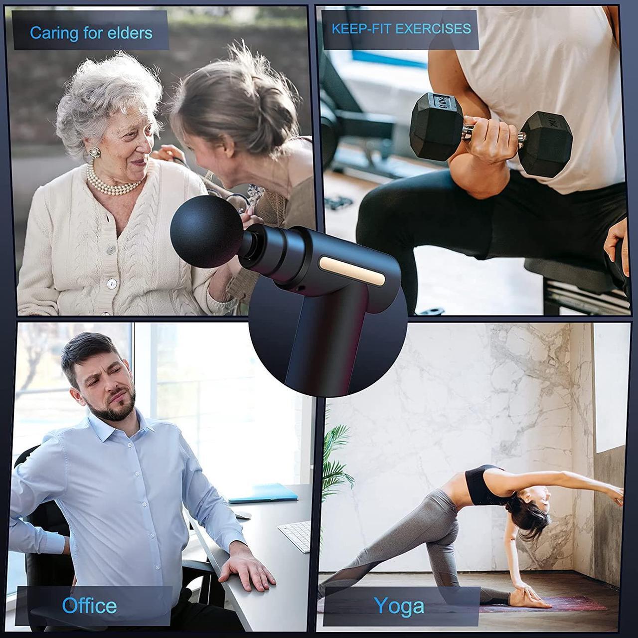 Alt view image 7 of 7 - CORN Mini Massage Gun, Handheld Muscle Deep Tissue Massager Percussion Type-C Charging with 6 Speeds & 4 Masage Heads for Back, Body, Sport Muscle Pain Relief Recovery