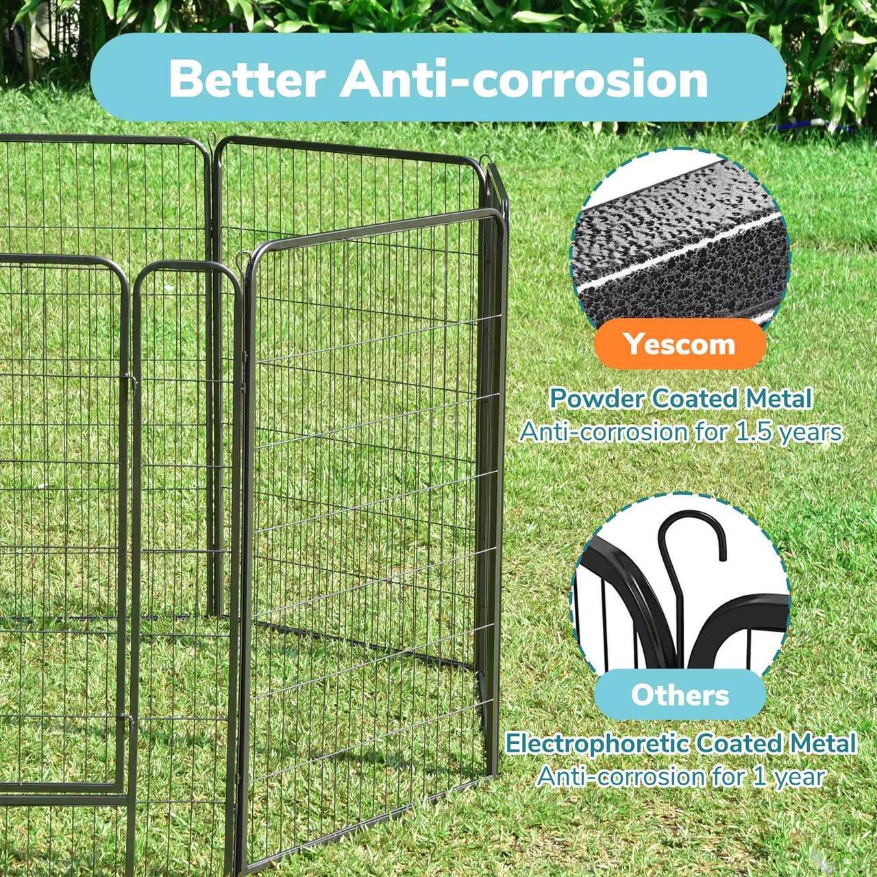 Alt view image 5 of 7 - Yescom Heavy Duty Pet Playpen 6 Panel 28"x47" Dog Playpen Pet Pen Exercise Kennel RV Camping Barrier Fence Cage for Small Medium Large Dogs