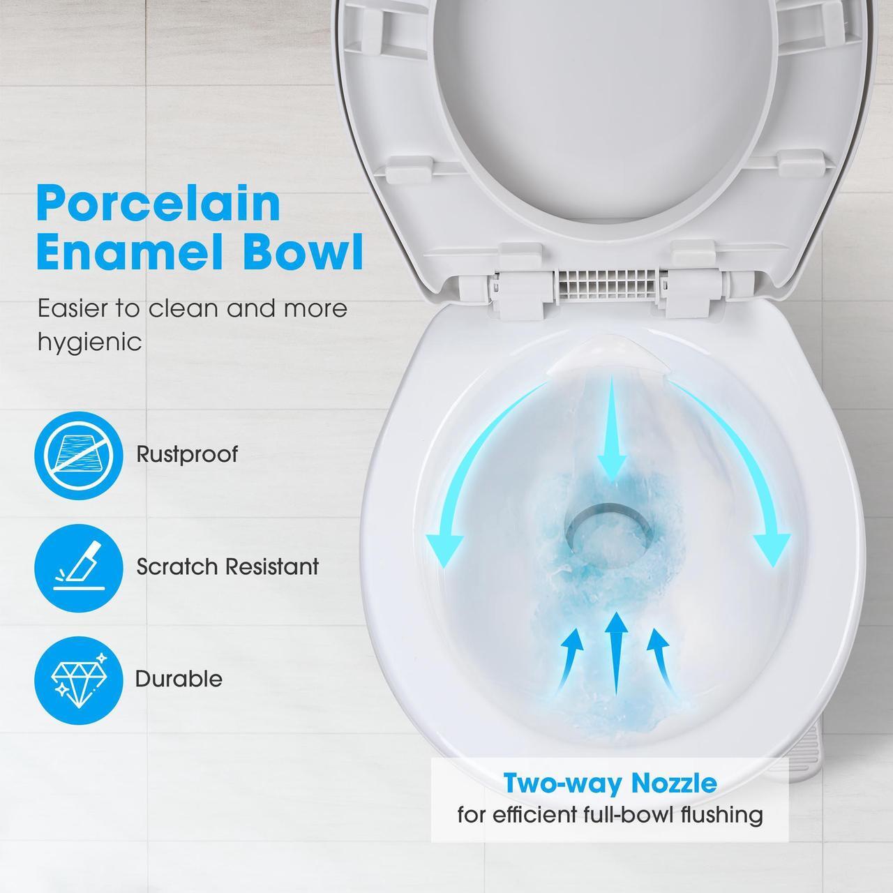 Alt view image 5 of 7 - RV Toilet Porcelain Enamel Gravity Flush Camper Trailer Toilet Elongated High Profile for Travel