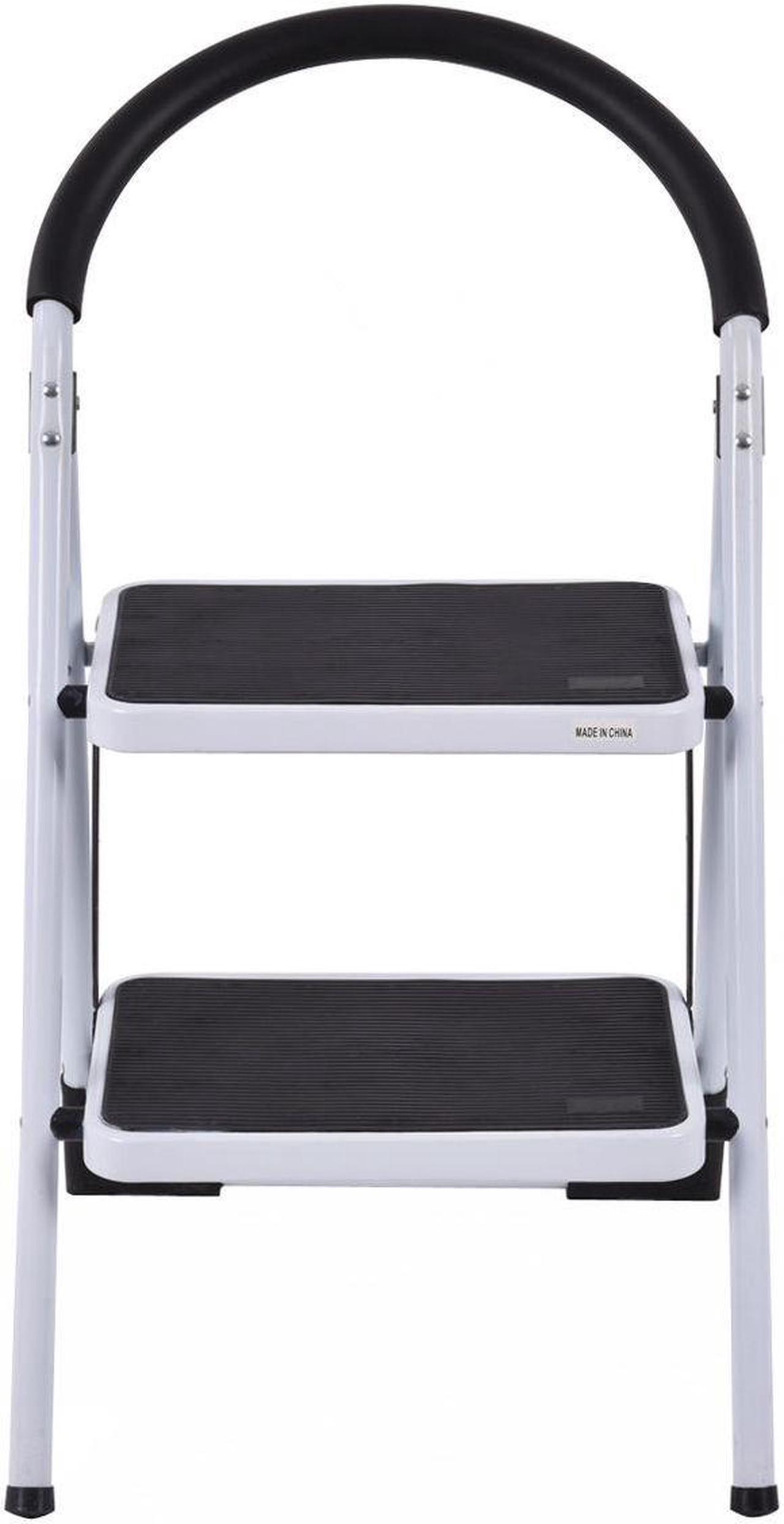 Alt view image 5 of 7 - Costway 2 Step Ladder Folding Stool Heavy Duty 330Lbs Capacity Industrial Lightweight