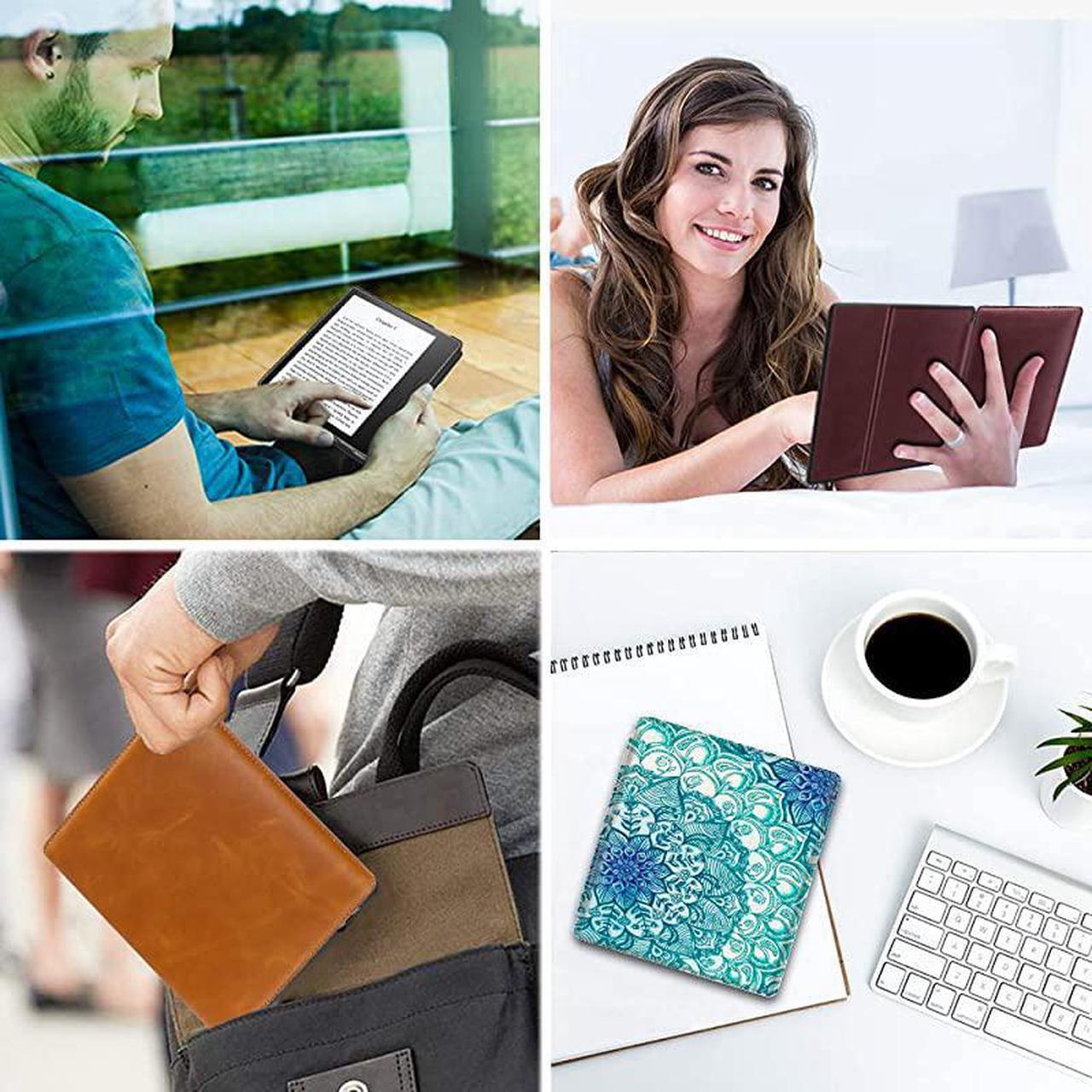 Alt view image 5 of 5 - Leather Case for Kindle Oasis 10th and 9th Gen 2019 and 2017 Release Slim Fit Protective Cover Navy