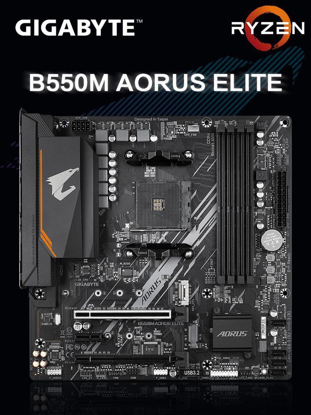 Alt view image 18 of 18 - GIGABYTE B550M AORUS ELITE AM4 AMD B550 Micro-ATX Motherboard with DDR4, Dual M.2, PCIe 4.0, Realtek GbE LAN