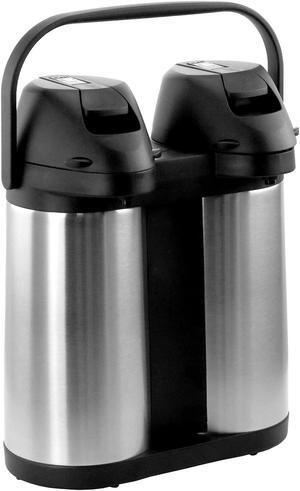 MegaChef MG-ASUF019DS Dual 1.9 Liter Stainless Steel Airpot, Hot Water Dispenser for Coffee and Tea