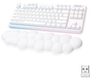 Logitech G715 Wireless Mechanical Gaming Keyboard with LIGHTSYNC RGB Lighting, Lightspeed, Tactile Switches (GX Brown), and Keyboard Palm Rest, PC and Mac Compatible, White Mist