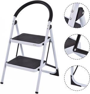 Costway 2 Step Ladder Folding Stool Heavy Duty 330Lbs Capacity Industrial Lightweight