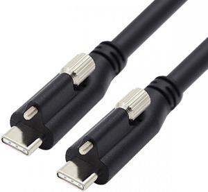 Cablecc 1.2M USB 3.1 Type-C Locking to Locking USB-C Data Power Cable for Camera With Single Panel Mount Screw Connector