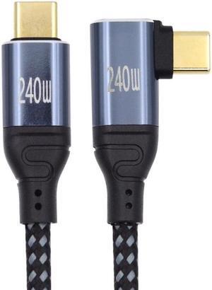 Cablecc 2.0M USB-C 240W Type-C Cable 480Mbps 48V 5A Left Right Angled 90 Degree Compatible with USB2.0 100W Charging for Laptop Tablet Phone