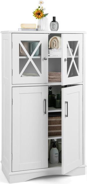 SlickBlue 4 Doors Freeestanding Bathroom Floor Cabinet with Adjustable Shelves