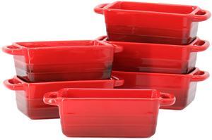 Crock Pot Appleton 6 Piece 12 Ounce Stoneware Mini Loaf Pan Baker Set in Gradient Red