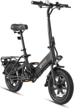 DYU 14" Folding Electric Bike for Adults Teens, 350W 36V/7.5AH, Pedal-Assist, Commuter Cruiser City E Bike