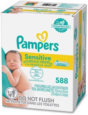 Sensitive Baby Wipes 1-Ply 6.7 x 7 Unscented White 84/Pack 7/Carton 80715533